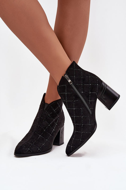 Elegant women's faux suede ankle boots by Step in Style, featuring a stylish almond toe design and a stable 7.5cm heel, perfect for special occasions.