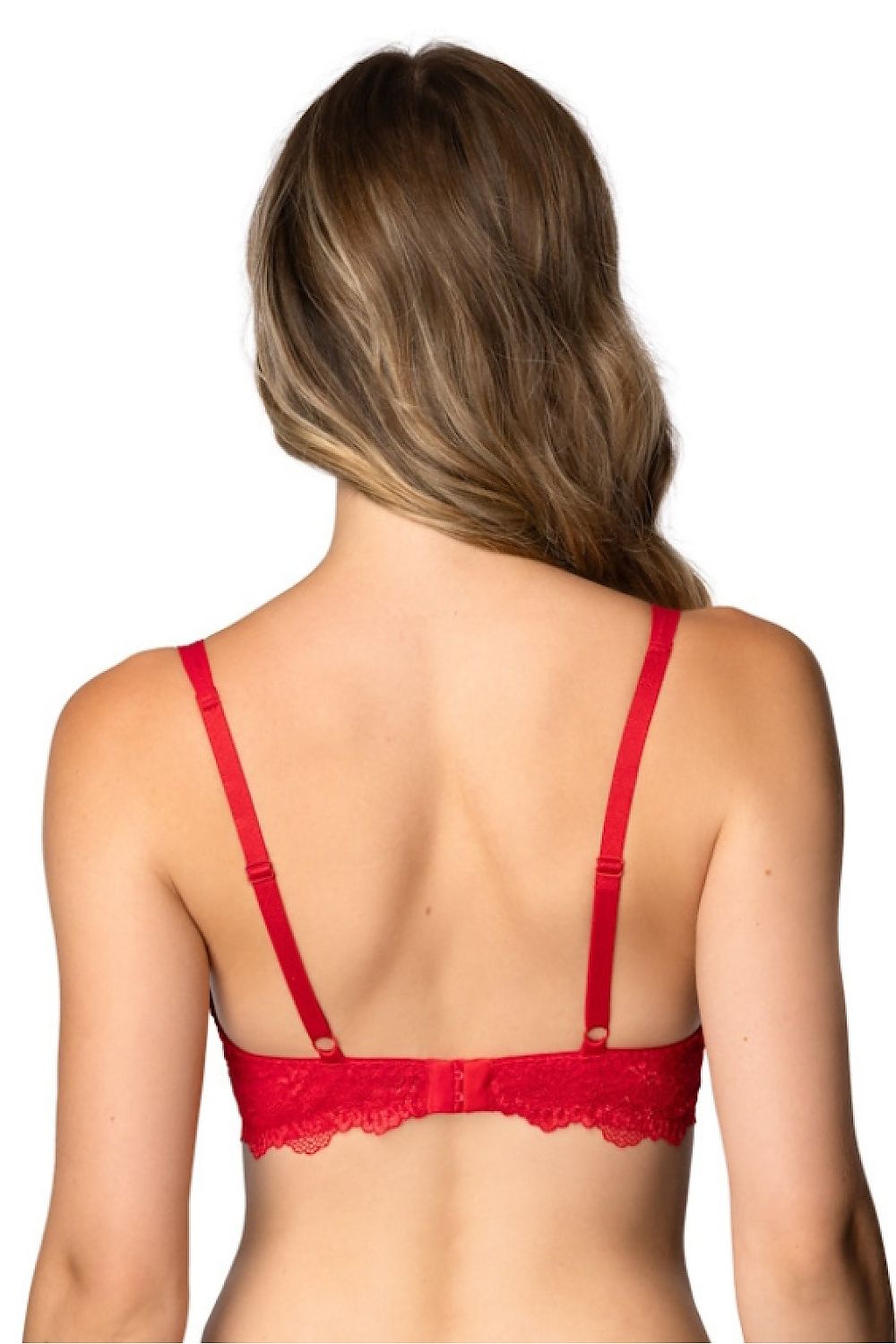 Elegant Kisses M-4026/11 push-up bra in vibrant red by Mat, featuring decorative straps and a refined design for ideal cleavage enhancement.