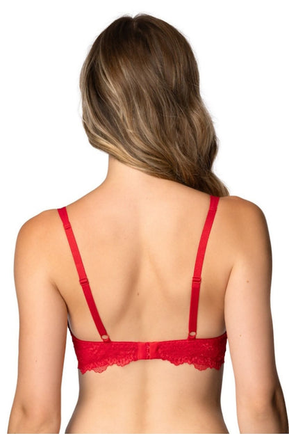 Elegant Kisses M-4026/11 push-up bra in vibrant red by Mat, featuring decorative straps and a refined design for ideal cleavage enhancement.