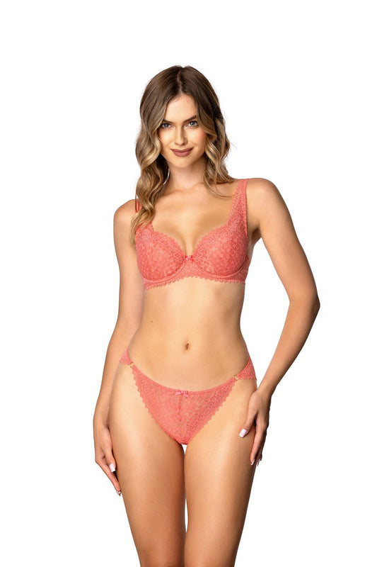 Elegant lace figs Gravity F-4050/5 coral panties by Mat, showcasing exquisite detailing and a romantic design, ideal for luxurious comfort.