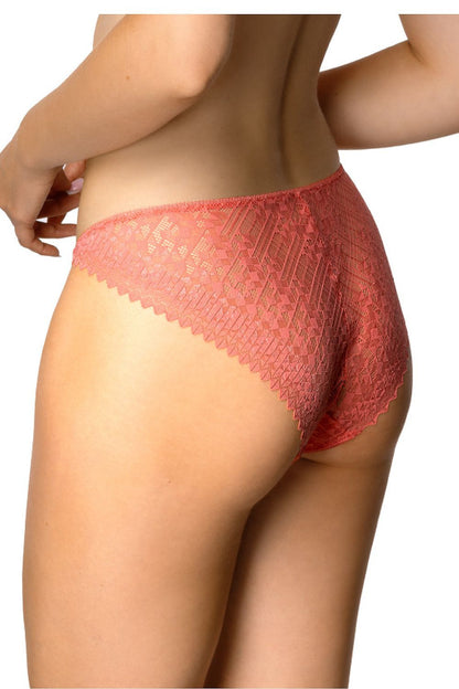 Sophisticated coral lace panties from Mat, designed with delicate lace for a perfect fit, blending elegance with everyday comfort.