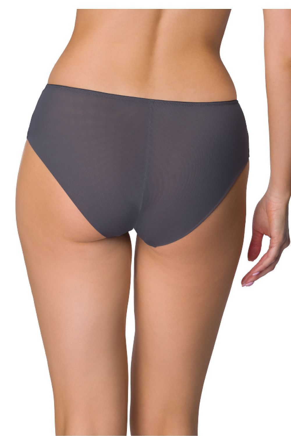 Luxury view of Melisande Gray Lace Accented Briefs by Mat, featuring delicate tulle inserts and exquisite craftsmanship for ultimate comfort and style.