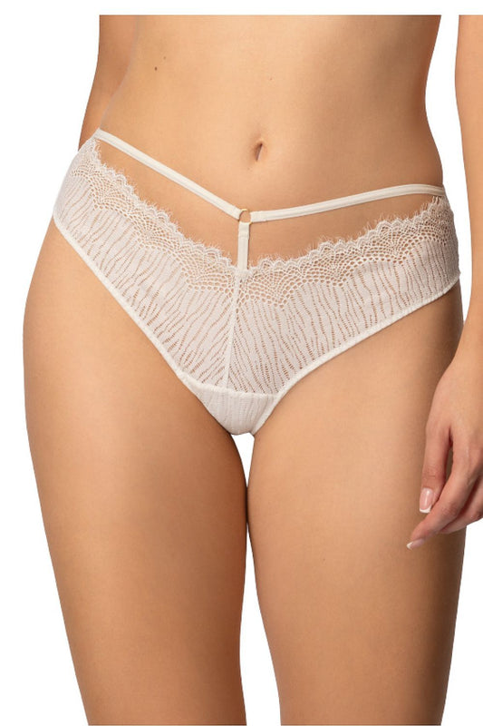 Solei Lace Panties in Milky Shade by Mat, blending elegance and comfort for women, showcasing intricate lace design and feminine appeal.