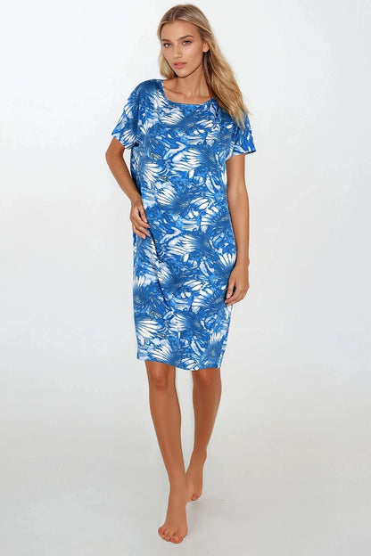 Elegant women's nightshirt designed by Momenti Per Me, showcasing a soft, breathable viscose blend and a luxurious silhouette perfect for nightwear.