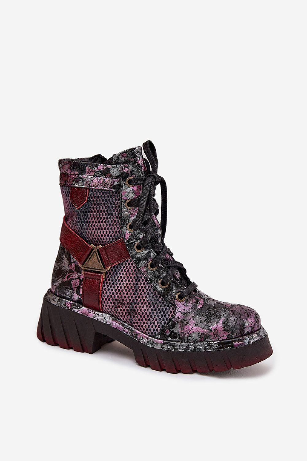 Luxurious Maciejka women's leather work boots featuring a sleek design with a platform, zip fastening, and lacing from Step in Style, suitable for chic everyday wear.