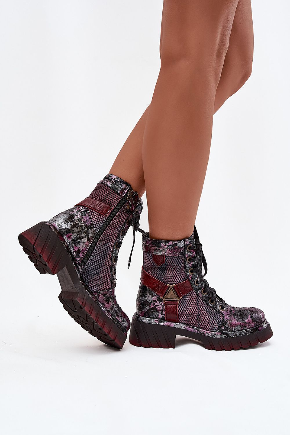 Stylish Maciejka women's platform leather work boots showcasing a contemporary blend of function and fashion with zipper and lacing details, perfect for elegant outfits by Step in Style.