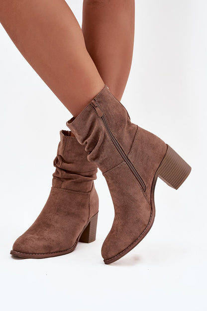 Luxury women's eco suede ankle boots by Step in Style featuring a sophisticated column heel and practical zip closure, ideal for autumn-winter fashion.