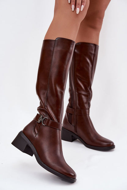Elegant women's thigh-high boots by Step in Style, crafted from eco leather, featuring a classic design with a stabilizing block heel, perfect for autumn-winter fashion.