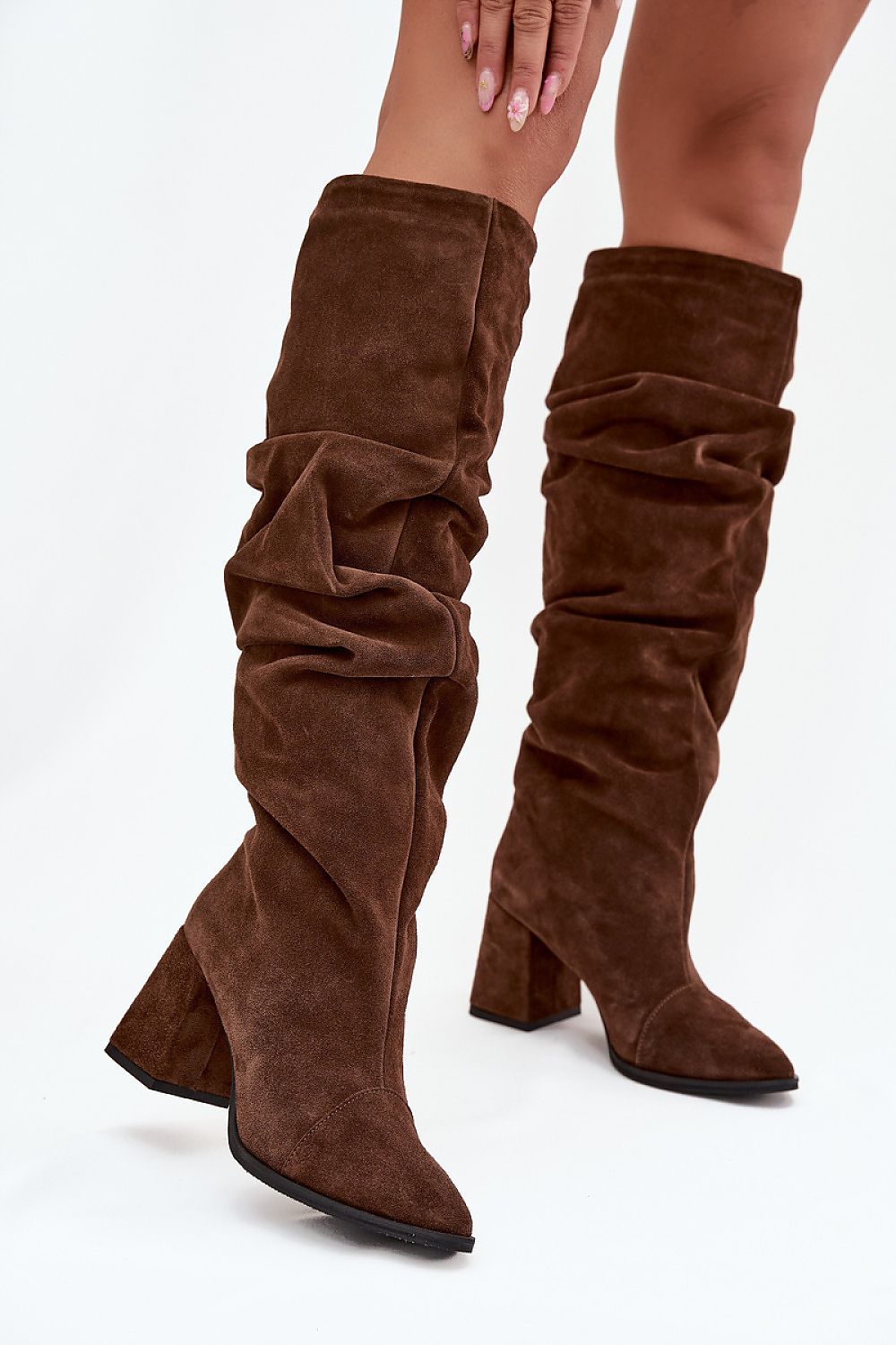 Elegant Women's Suede Heel Boots by Step in Style, featuring a pleated shaft and comfort fit, ideal for autumn-winter season.