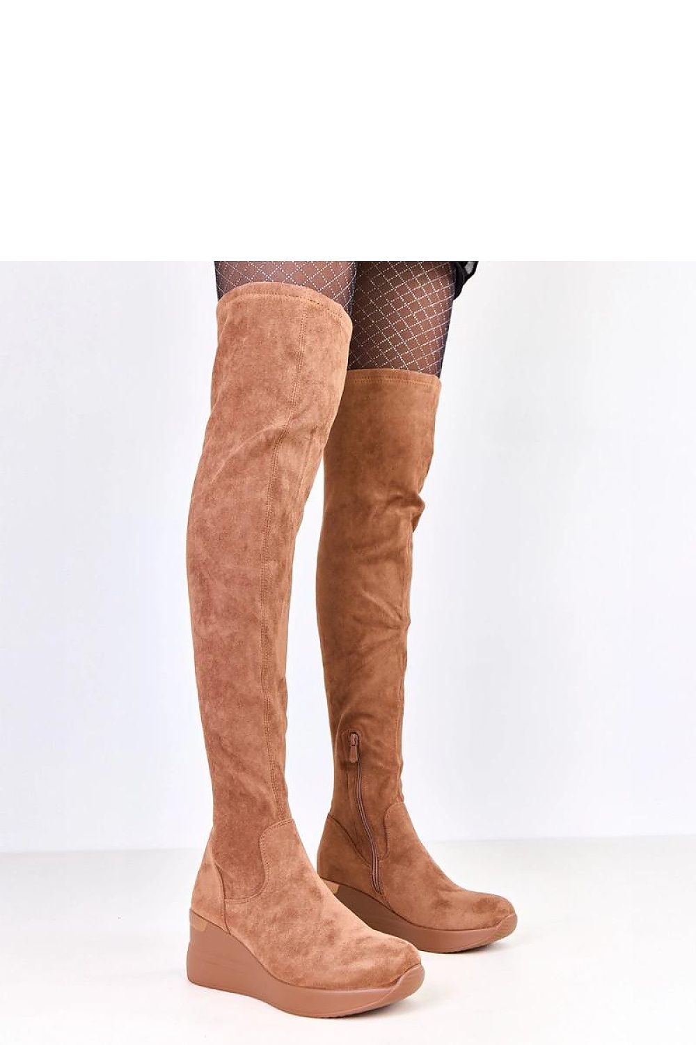 Elegant Solea Roland over-the-knee boots in luxurious soft eco-suede, showcasing a stylish design with a 6.5 cm wedge heel.