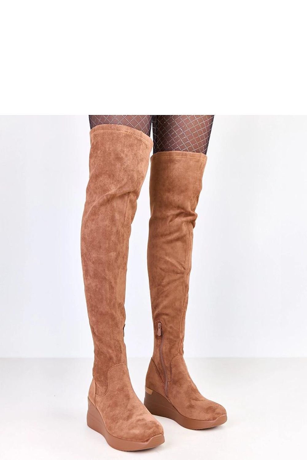 Solea Stylish Over-The-Knee Roland Boots crafted from soft eco-suede featuring a 6.5 cm wedge heel, perfect for an elegant and modern ensemble.