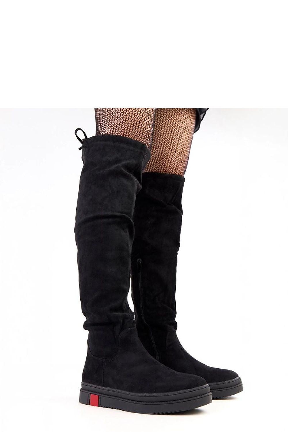 Elegantly designed Solea stylish thigh-high platform boots in eco-friendly suede leather, showcasing a modern round toe and half-length zipper, perfect for fashionable urban wear.