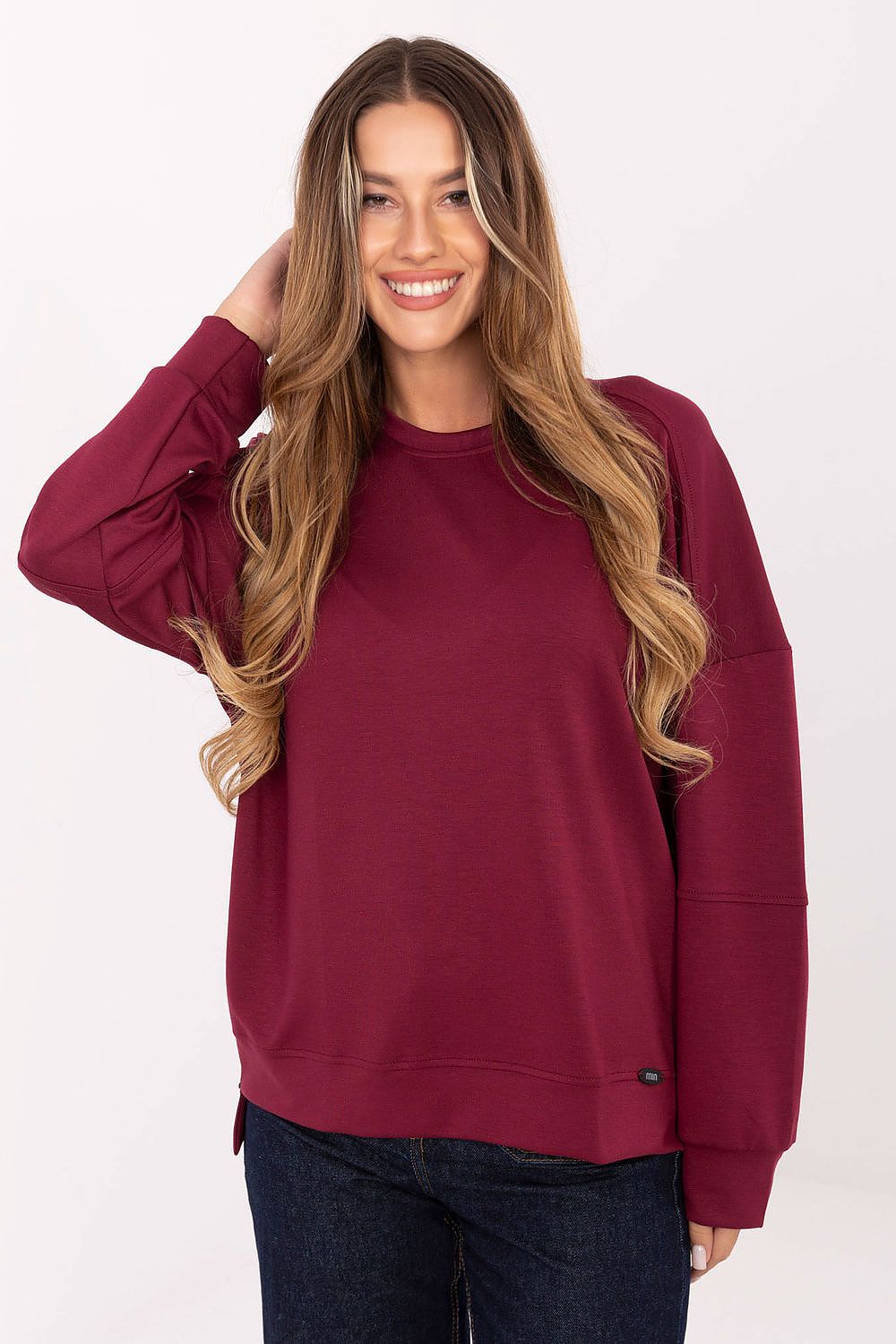 Luxury Women's Sweatshirt by Relevance in EU Size 0, crafted from a soft viscose-elastane blend with a classic round neckline, ideal for casual elegance.