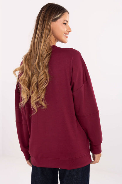 Luxury women's sweatshirt by Relevance, featuring a classic round neckline and crafted from a soft viscose-elastane blend for ultimate comfort in size EU 0.