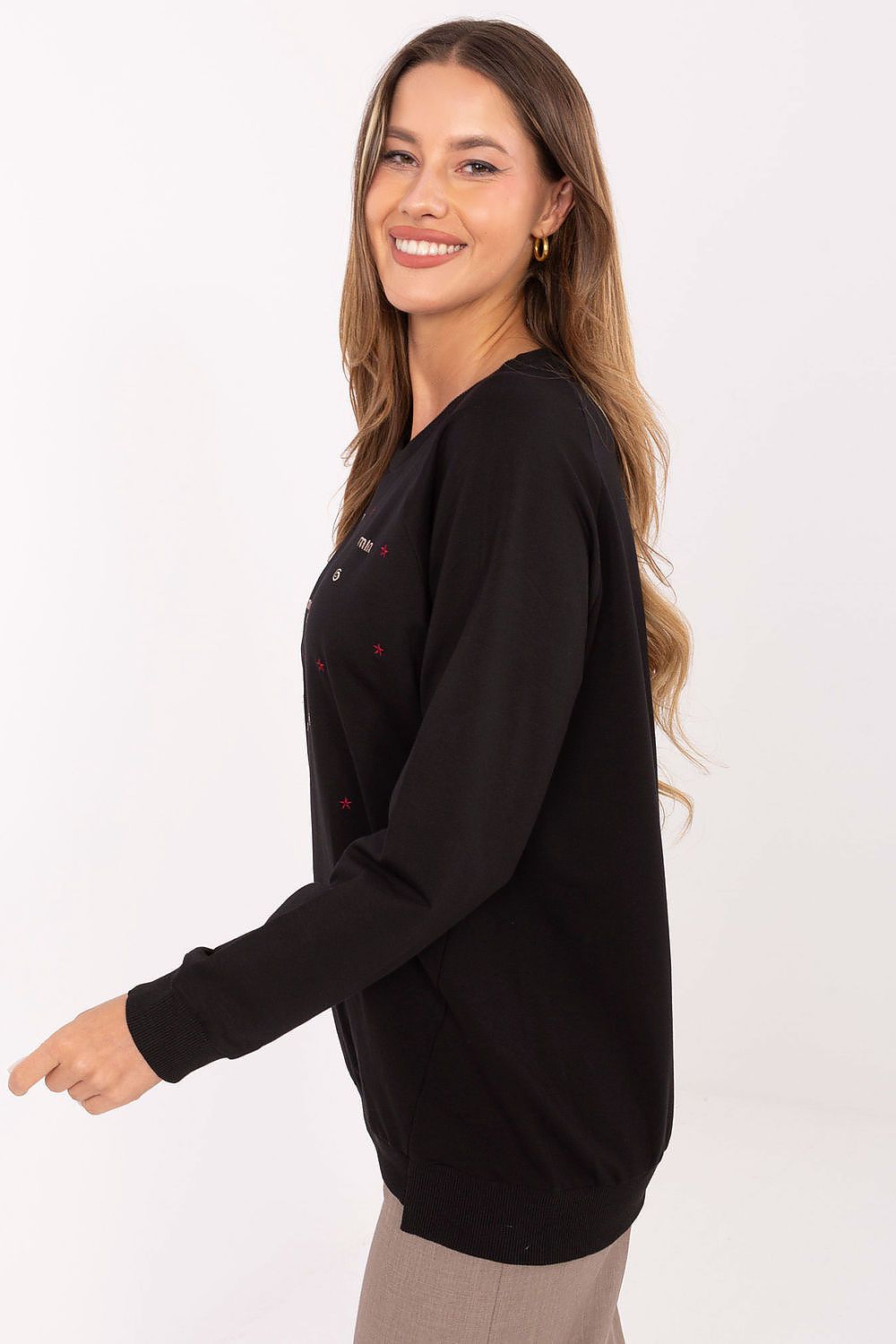 Luxury Women's Casual Sweatshirt by Relevance, featuring subtle embroidery and crafted from a soft cotton blend for ultimate comfort, perfect for everyday wear.