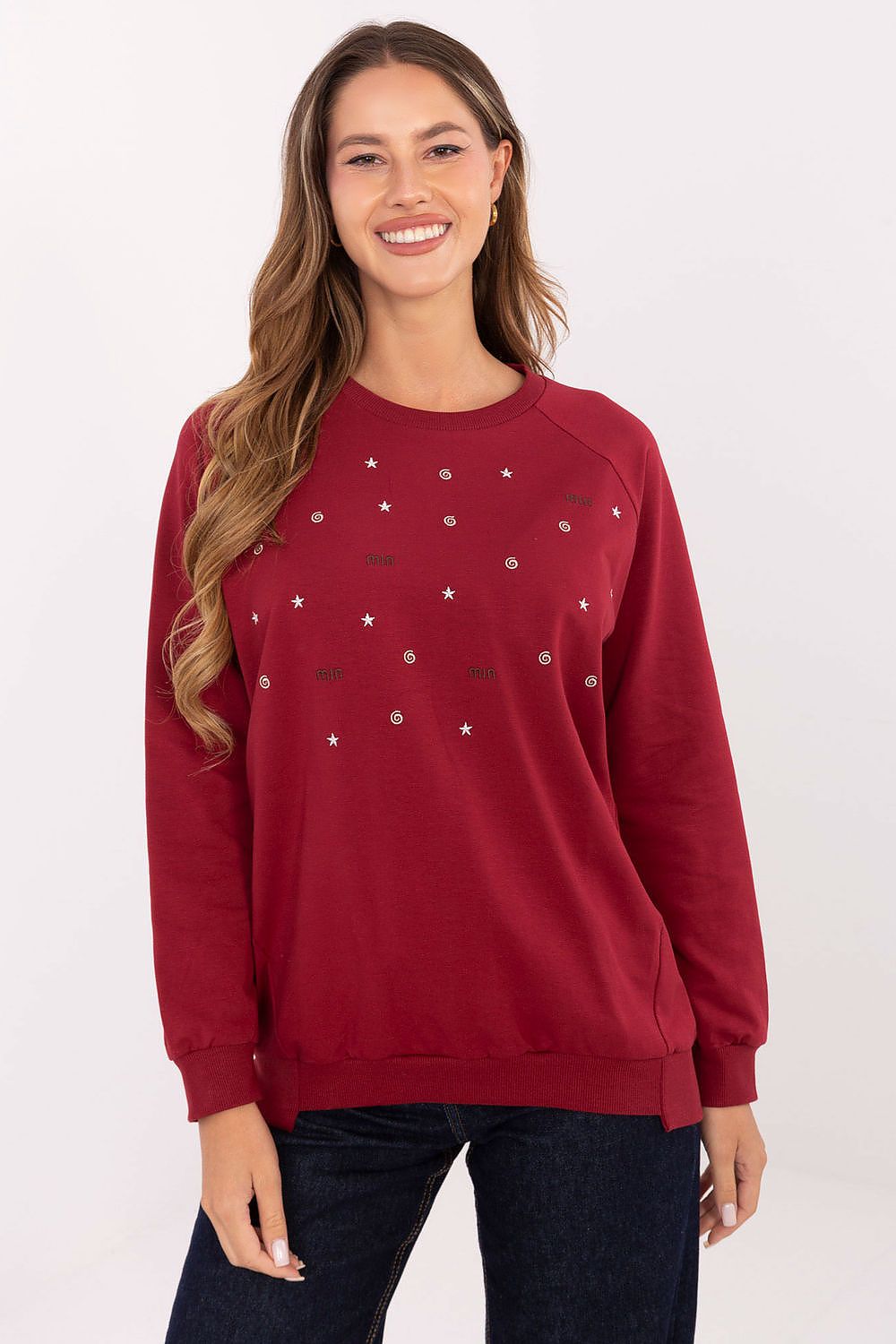 Luxurious women's casual sweatshirt in EU size 0 by Relevance, made from a premium cotton blend with elegant embroidery, perfect for stylish everyday wear.