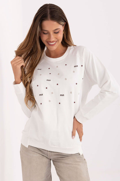 Elegant women's casual sweatshirt by Relevance featuring delicate embroidery, crafted from a soft cotton blend for utmost comfort.