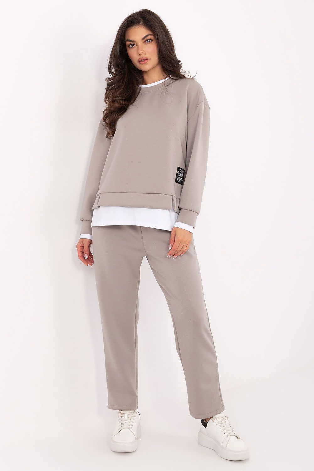 Rue Paris Women's Casual Set featuring soft buttery fabric, high-waisted trousers, and elegant sweatshirt for chic and comfortable everyday wear.
