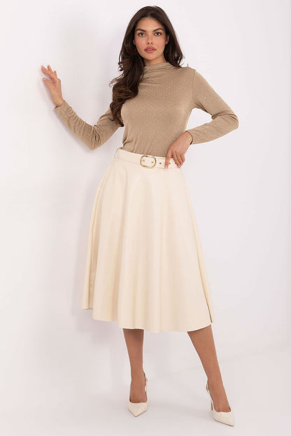 Elegant Eco Leather Midi Skirt by Italy Moda - Luxurious Women's Fashion Piece in Size EU 0, showcasing exquisite craftsmanship and timeless style.