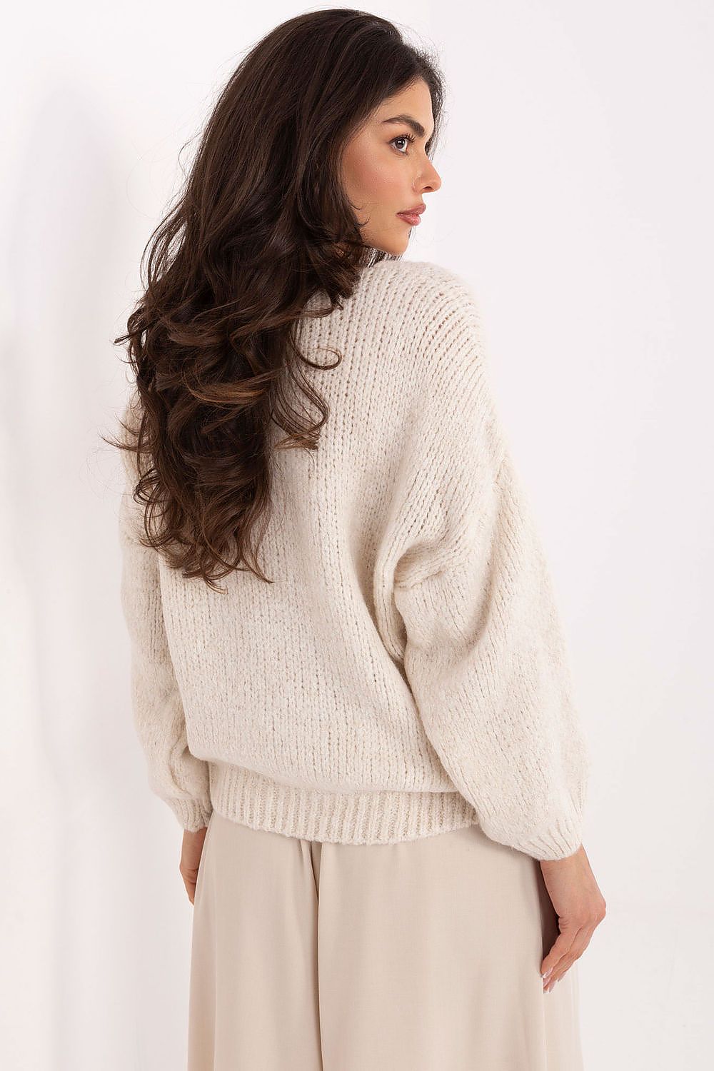 Elegant Italy Moda women's corset-style sweater in soft acrylic blend, perfect for casual chic styling, showcasing a feminine lacing detail.