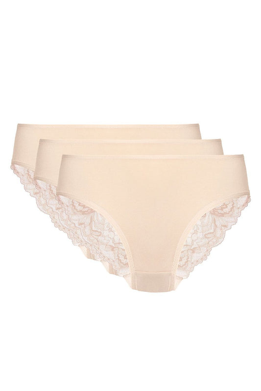 Luxurious Gorteks Lace-Back Cotton Panties Set showcasing three pairs of elegant underwear, designed for ultimate comfort and style in sizes EU 36-42.