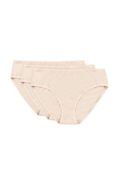 Gorteks 3-Pack Cotton Thongs packaging - Luxurious set featuring beige, black, and white thongs, perfect for versatile outfits.