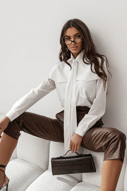 Elegant Milo Long Sleeve Ecru Shirt for Men by LaBalancia, crafted from 95% cotton for ultimate comfort and style.