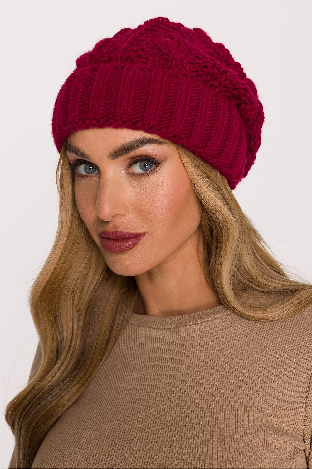 Luxury Braided Knit Cap by Moe - Elegant soft yarn winter hat showcasing a thick, braided knit design for superior warmth and style.
