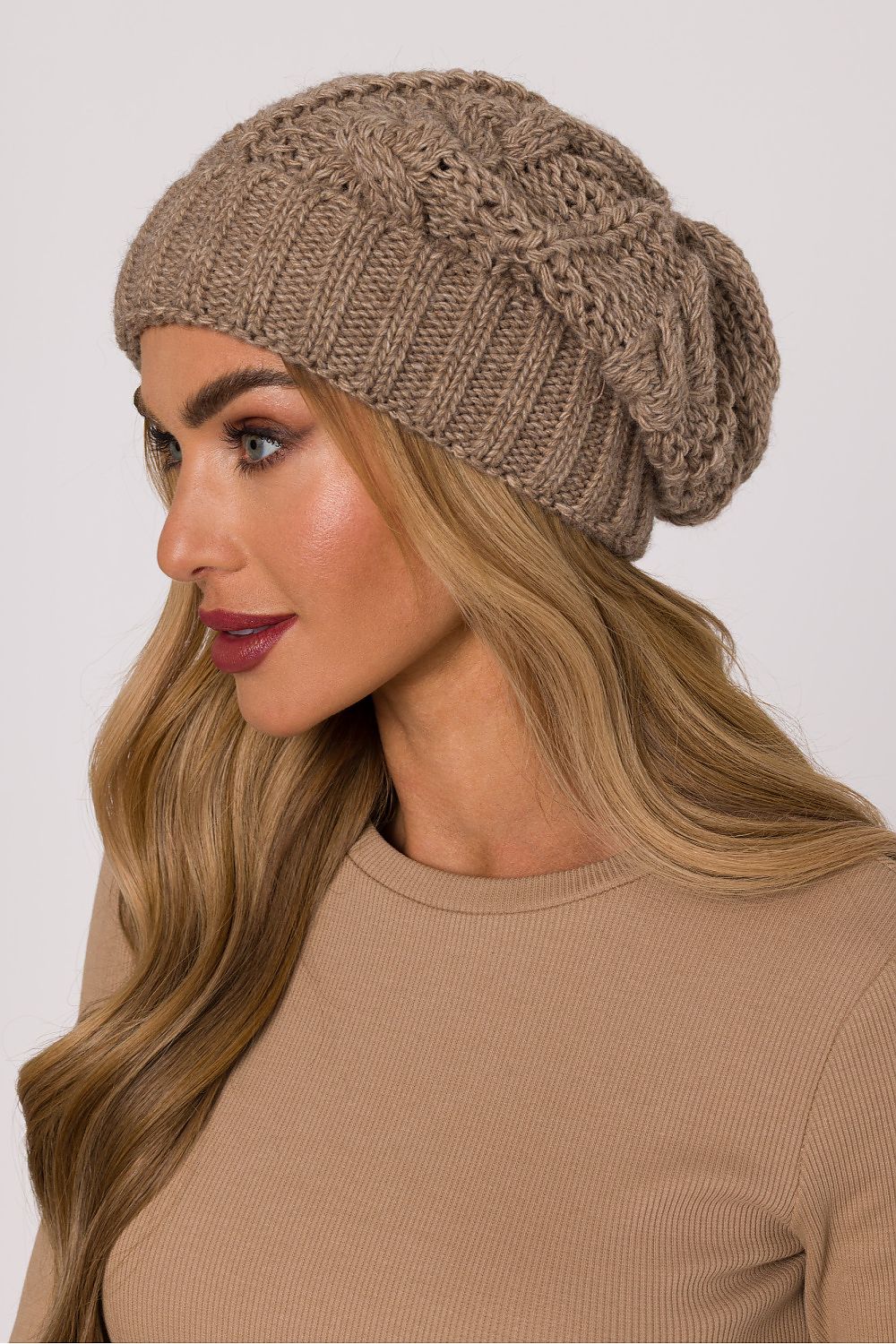 Luxury Braided Knit Cap by Moe crafted from soft acrylic yarn for exceptional warmth and style, featuring a classic braided design and a comfortable fit, perfect for winter elegance.
