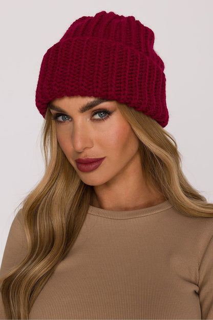 Luxury ribbed knit cap by Moe, showcasing exquisite soft yarn material, perfect for cold weather.