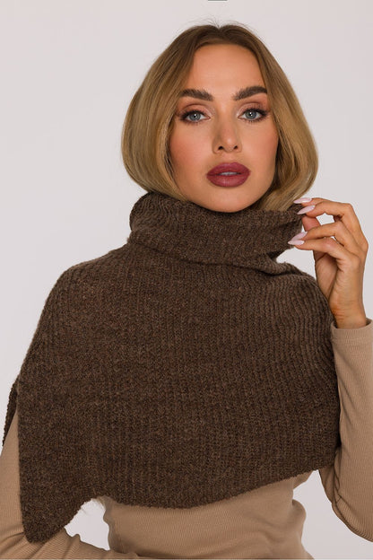 Moe's infinity scarf in soft yarn, ideal for chilly weather, designed with a slit for easy wear and fashionable winter looks.