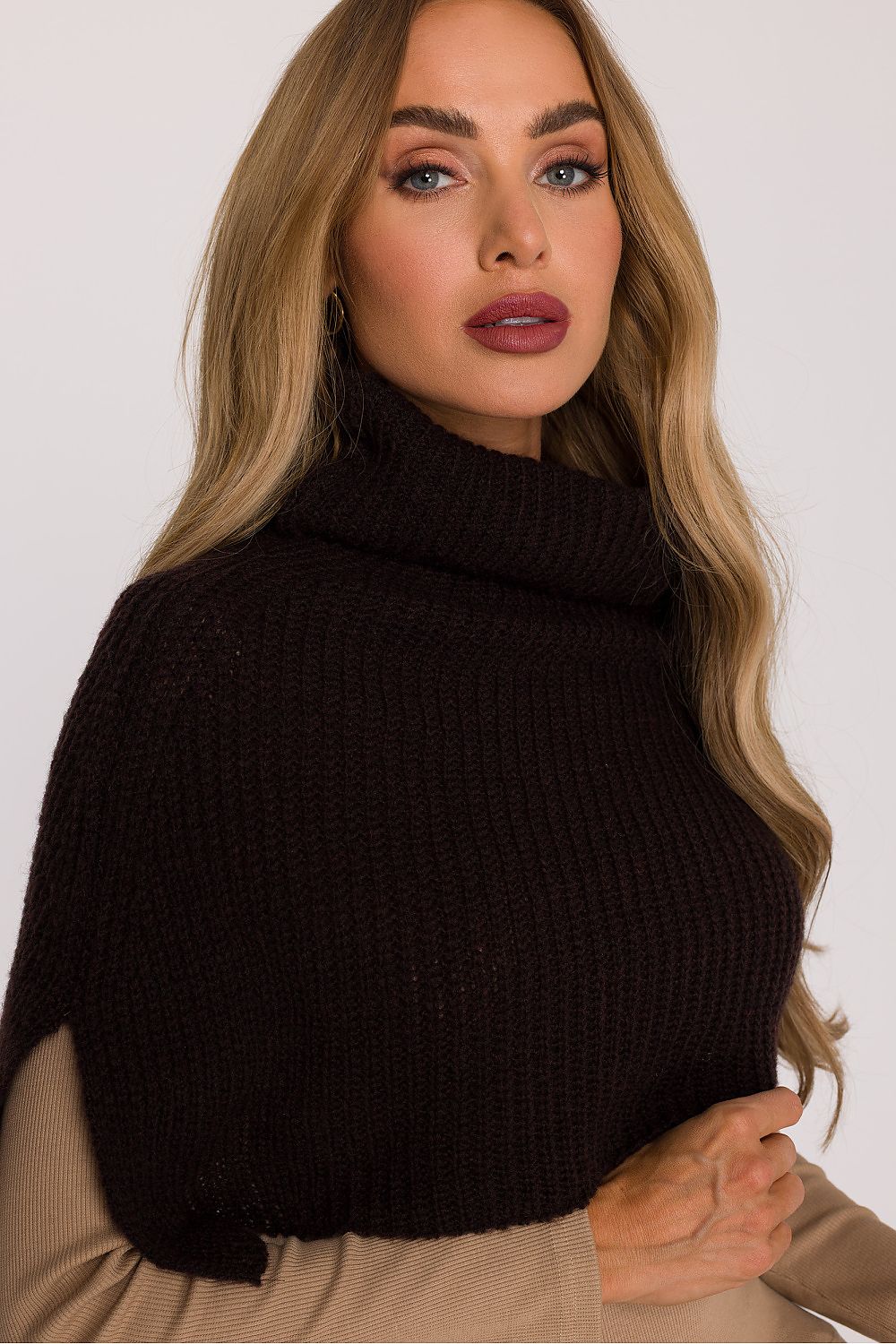 Sophisticated high-collared infinity scarf by Moe, made of premium polyacrylic and wool blend, designed to provide warmth in luxury.