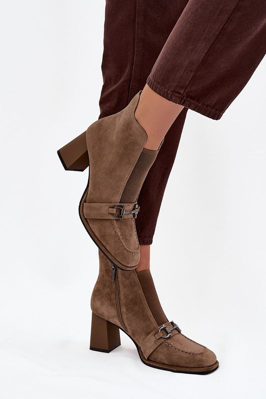 Elegant Artiker Women's Suede Ankle Boots with 7.5cm Heel, featuring a stylish strap and rounded toe design for sophisticated autumn-winter styling, by Step in Style.