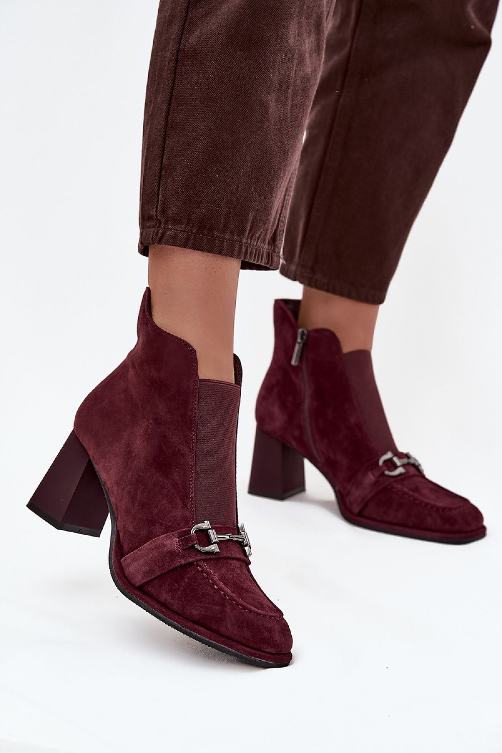 Elegant Artiker women's suede ankle boots featuring a stylish strap and a 7.5cm heel, perfect for adding luxury to your autumn-winter wardrobe.