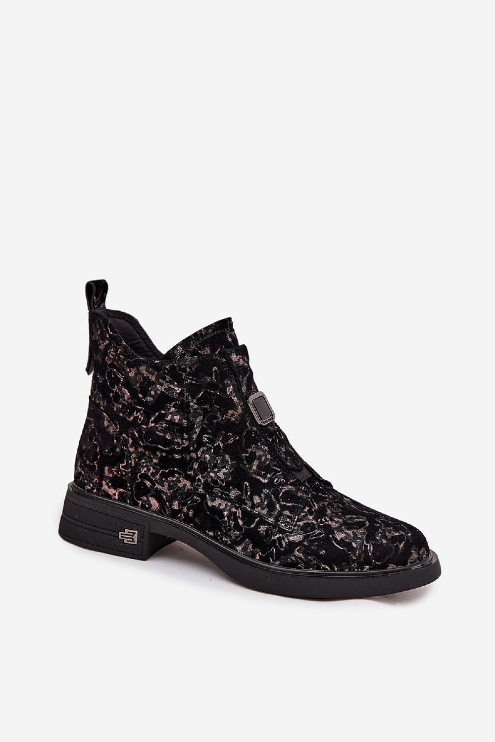 Luxurious women's ankle boots made of natural suede by Step in Style, showcasing a practical low block heel and warm lining, ideal for elegant seasonal outfits.