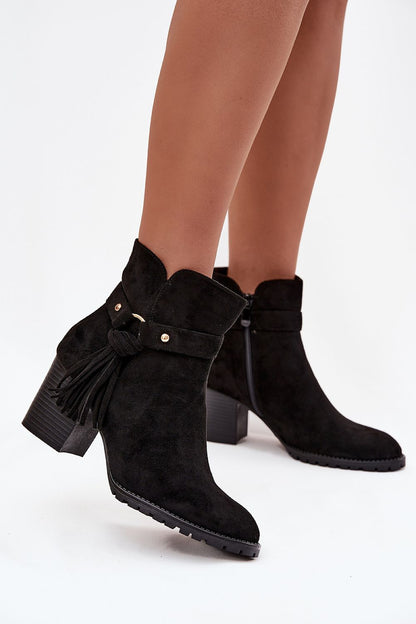 Step in Style luxury women's ankle boots in eco suede, highlighting a practical zipper closure and comfortable insole for everyday wear.