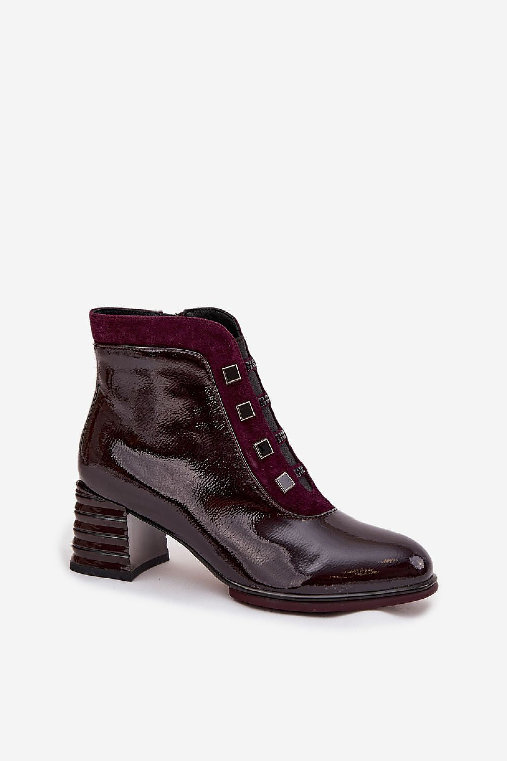 Elegant women's patent leather ankle boots with rounded toes by Step in style, featuring a sleek zipper closure to elevate any outfit.