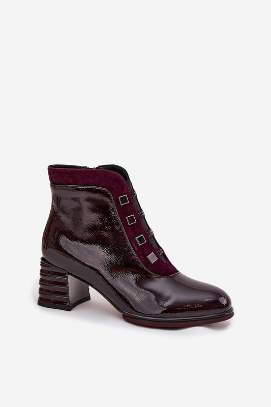 Elegant women's patent leather ankle boots with rounded toes by Step in style, featuring a sleek zipper closure to elevate any outfit.