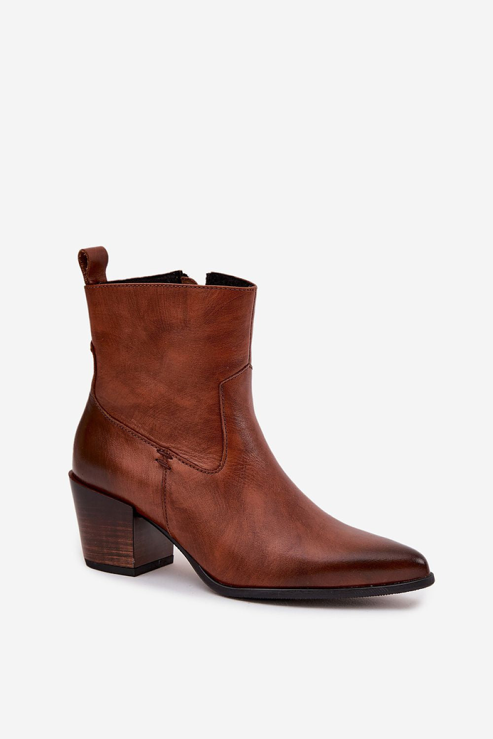 Trendy natural leather Cowgirl Ankle Boots with insulated interiors by Step in Style, perfect for modern elegance during cooler days.