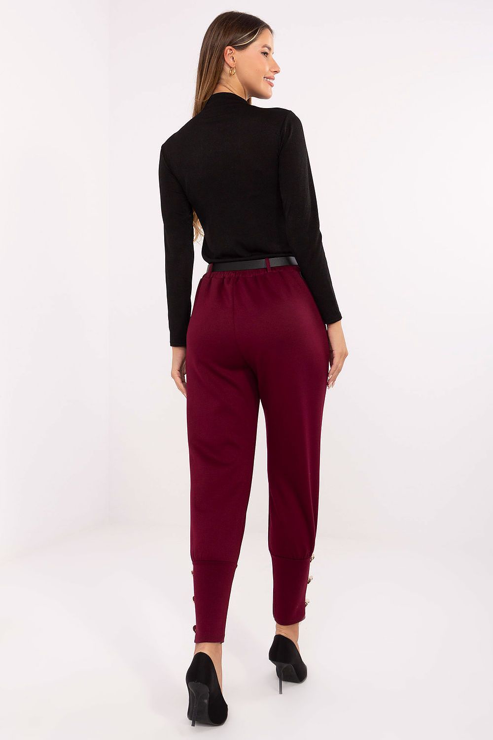 Elegant high-waisted joggers with decorative buttons and a tapered leg by Factory Price, ideal for chic casual looks and enhancing your silhouette.
