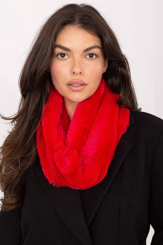 AT Elegant 82 cm Infinity Scarf Neck Warmer in luxurious soft fluffy polyester, perfect for winter style and warmth.