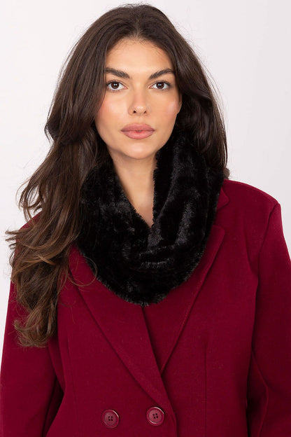 Luxurious 100% polyester infinity scarf neck warmer by AT, measuring 82cm in length, perfect for stylish winter outfits.