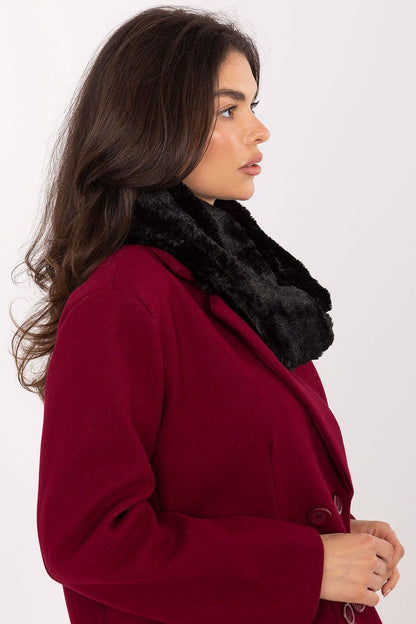 Elegant and cozy fur neck warmer by AT, showcasing its plush texture and warm design, ideal for cold weather.