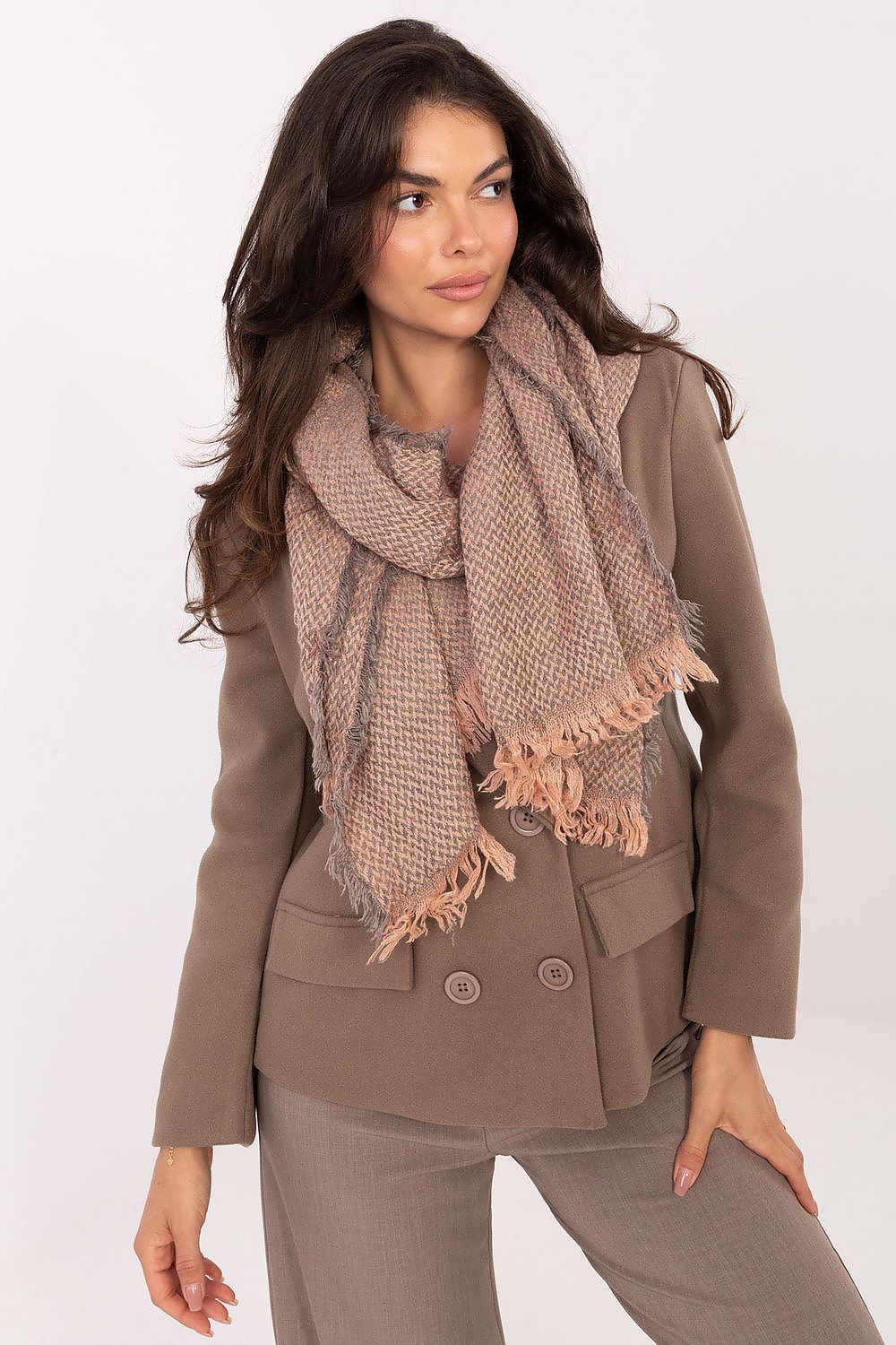 Elegant fir tree pattern shawl by AT, luxurious soft 100% acrylic scarf, perfect for cold days, measuring 220 cm in length