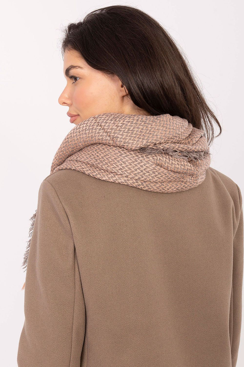 Luxurious Elegant Fir Tree Pattern Shawl by AT, showcasing its soft 100% acrylic texture and elegant design, perfect for adding warmth and sophistication to any outfit.