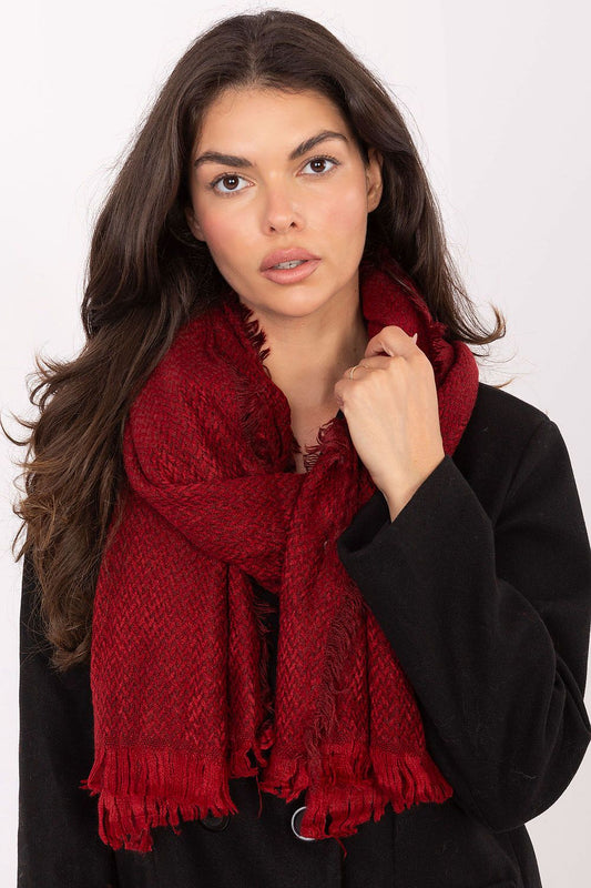 Elegant 100% Acrylic Shawl Scarf by AT featuring a classic fir tree pattern and fringes, measuring 220 cm long, ideal for stylish outfits.