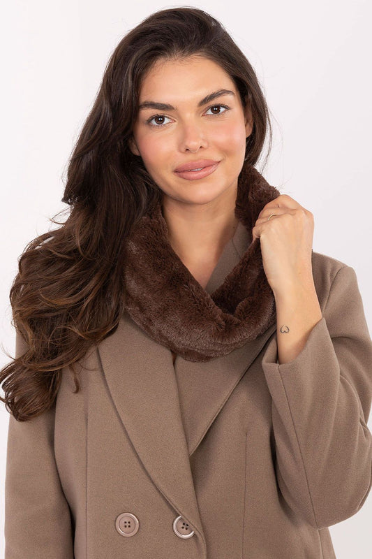 Elegant 82Cm Infinity Scarf by AT, showcasing its soft fluffy polyester material perfect for cold weather fashion.