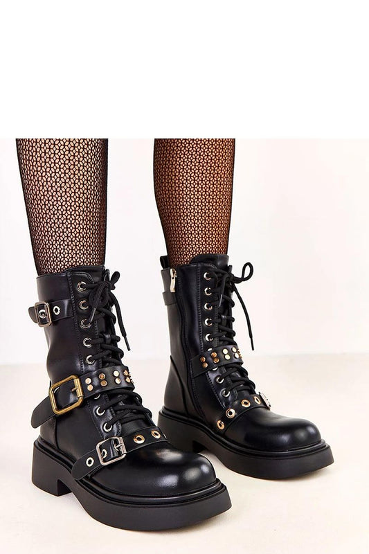 Elegant women's eco leather ankle trapery by Solea featuring buckles, insulation for comfort, stylish design, and a 5 cm heel, perfect for adding a fashionable touch to your winter wardrobe.