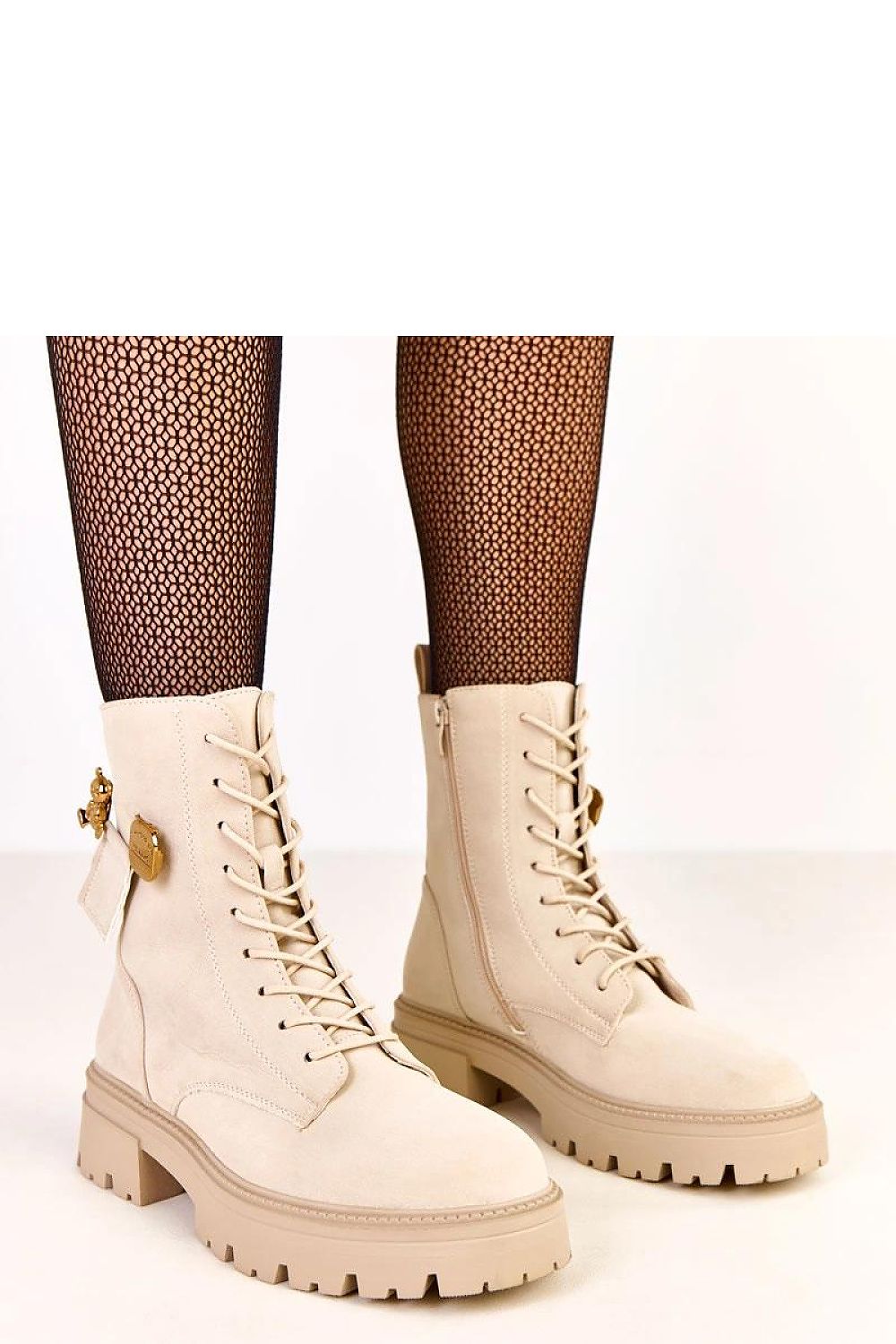 Solea Stylish Eco-Leather Women's Work Boots showcasing gold charm detail, 17cm shaft height, and elegant design for luxurious comfort in various sizes EU 36-41.