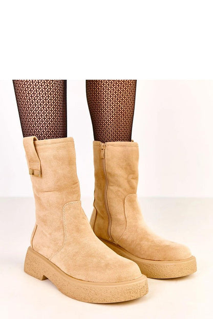 Elegant Solea women's stylish ankle boots made from eco-friendly suede, featuring a 19 cm shaft and a chic 5 cm platform.